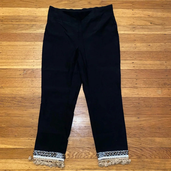 EUC Chico's So Slimming Brigitte Embellished Hem Ankle Pants Size 0.5 / Reg Sz 6 - Picture 3 of 13